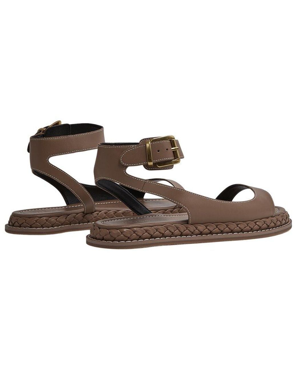 Reiss Brown Gabi Plait Leather Sandal