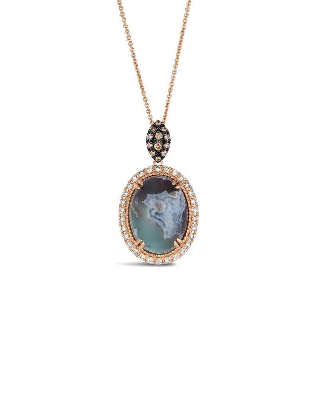 Le Vian White Le Vian Peacock Aquaprase 14K Rose 8.21 Ct. Tw. Diamond & Aquaprase Candy Pendant Necklace