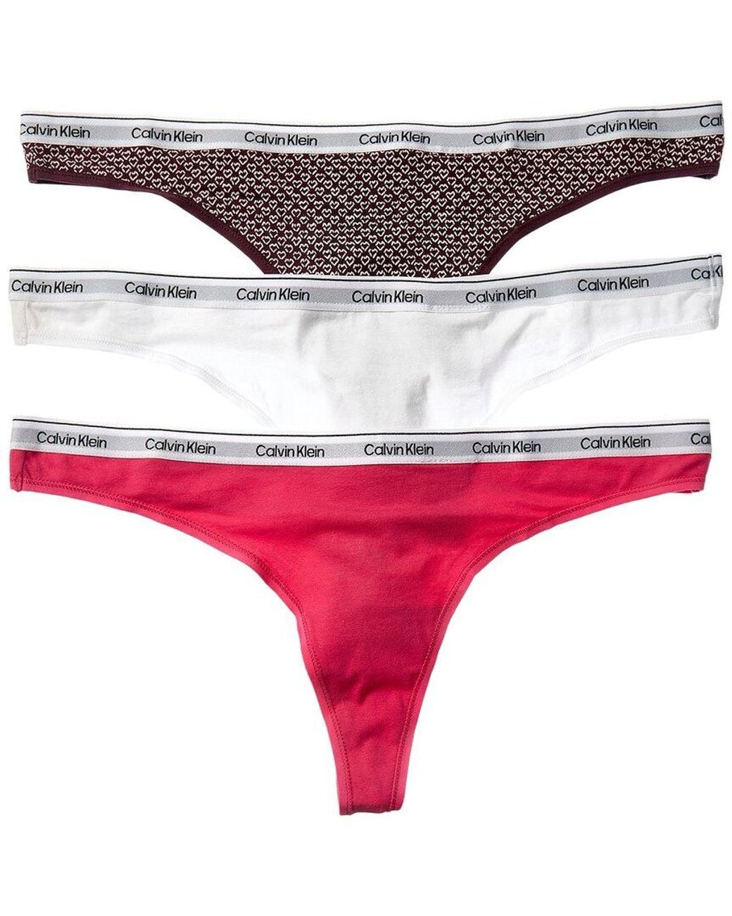 Calvin Klein Red 3Pk Icon Logo Thong