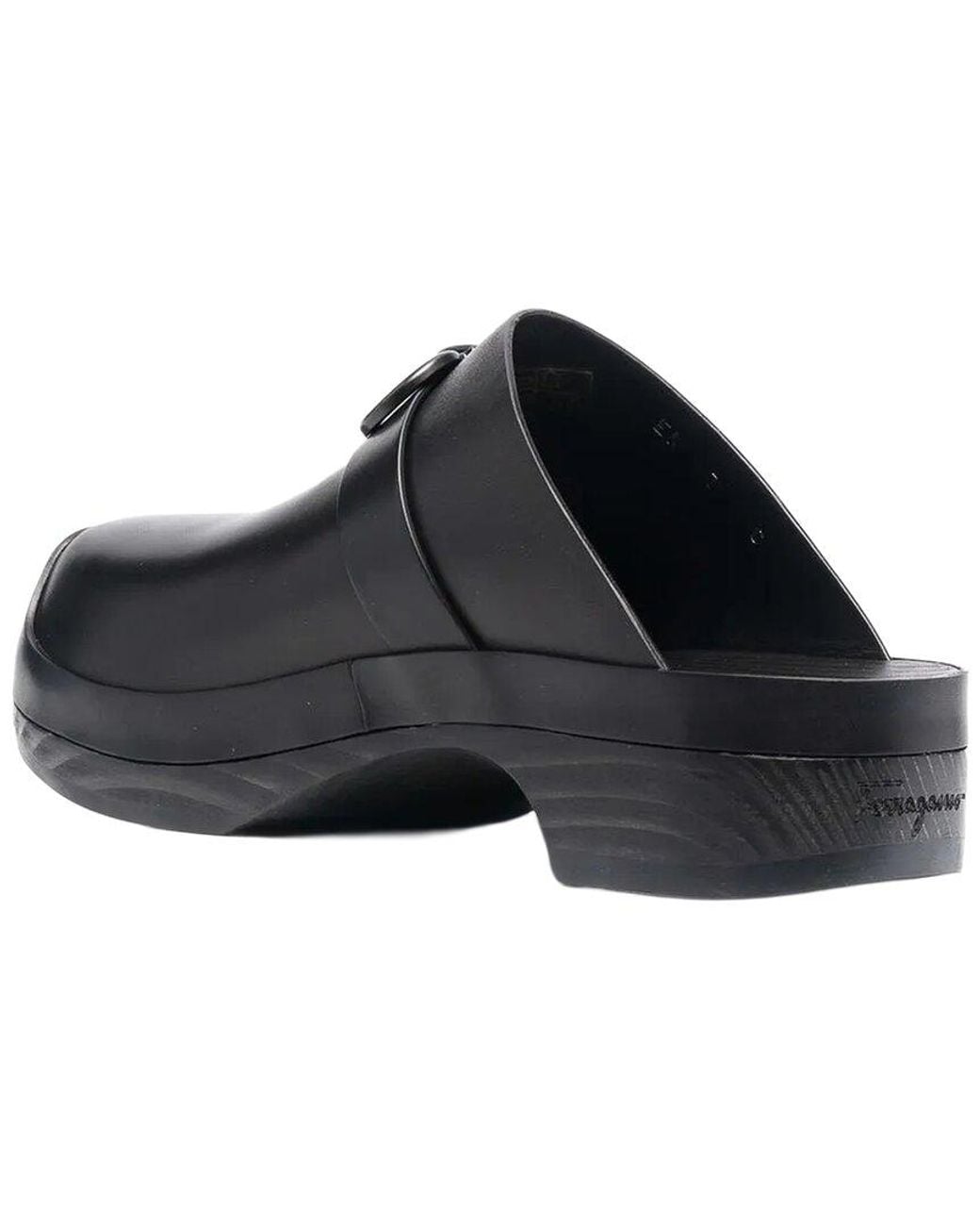 Ferragamo Black Gancini Leather Mule