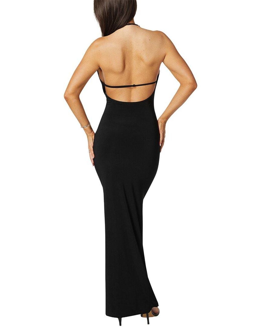 Bebe Black Plunge Neck Cowl Maxi Dress