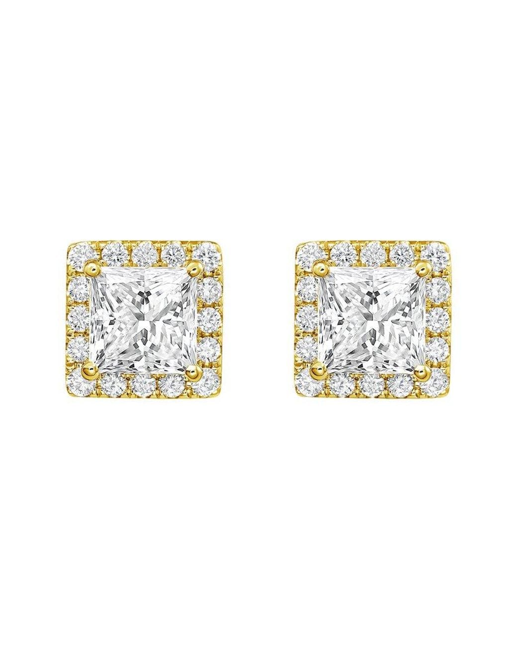 Diana M Metallic 14K 7.00 Ct. Tw. Lab-Grown Diamond Halo Earrings