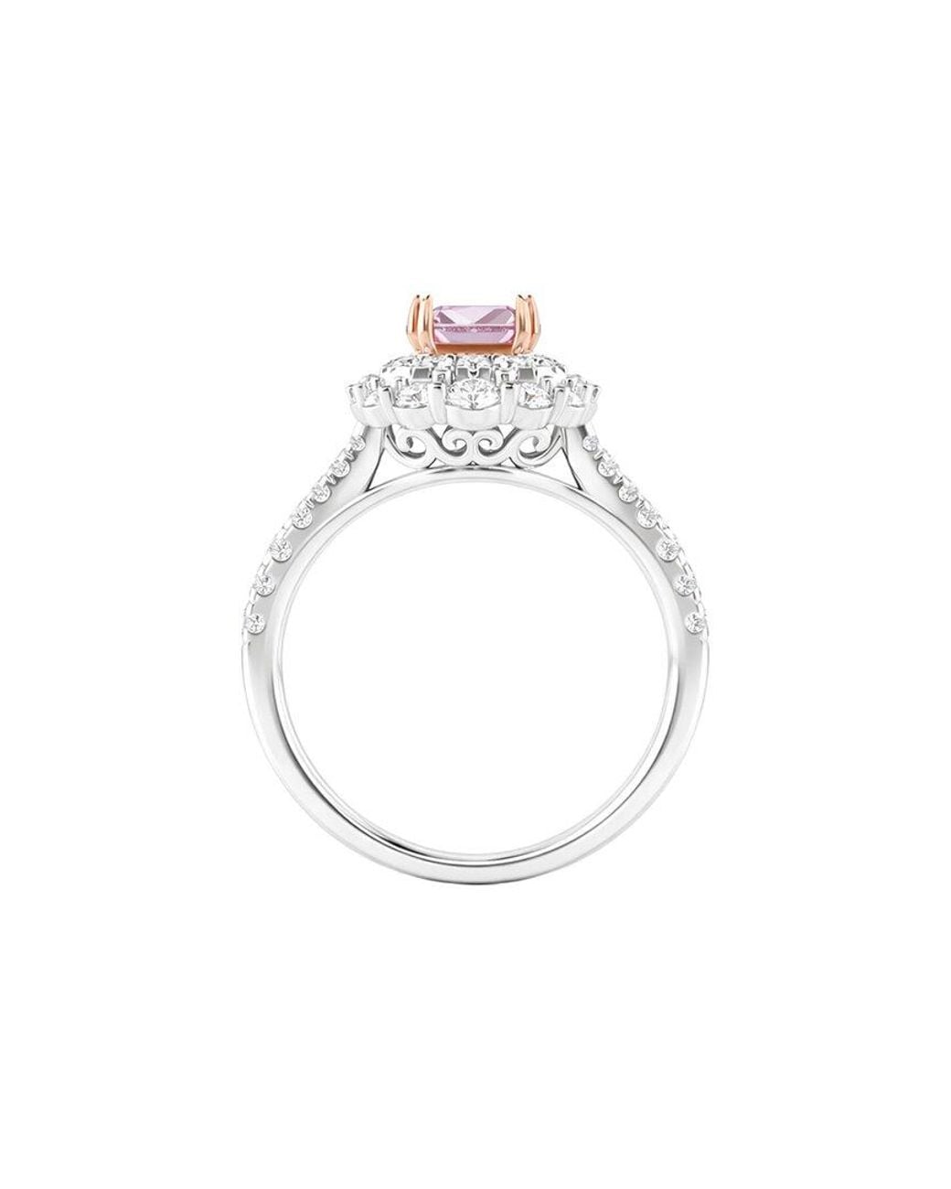 Lab Grown Diamonds Pink 14K 2.00 Ct. Tw. Lab-Grown Diamond Halo Engagement Ring