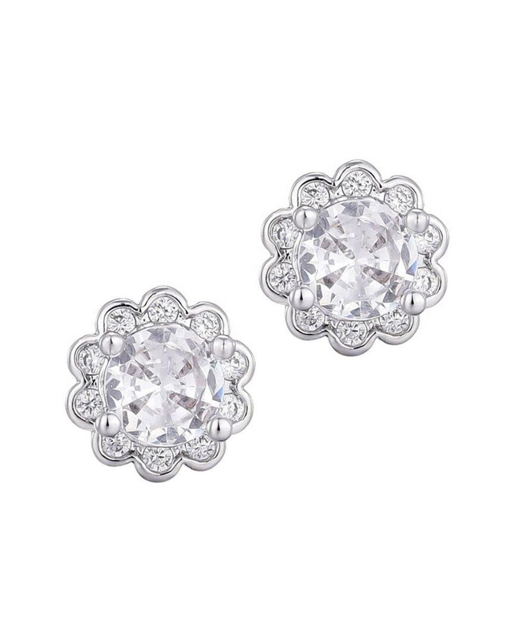 Adornia White Cz Floral Halo Stud Earrings