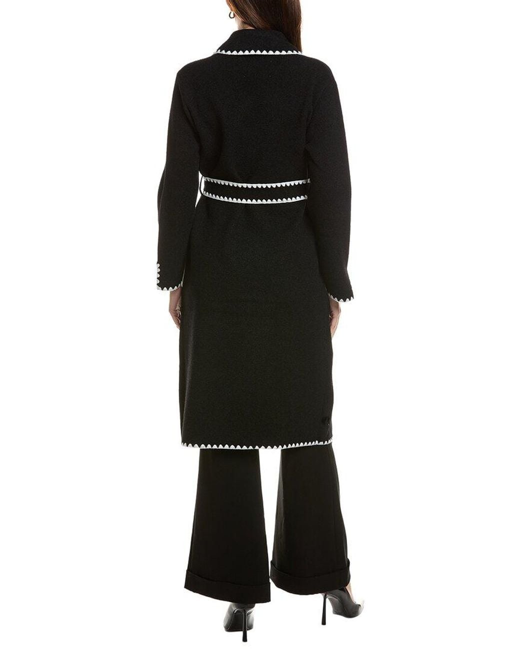 NVLT Black Longline Eyelash Wrap Coat