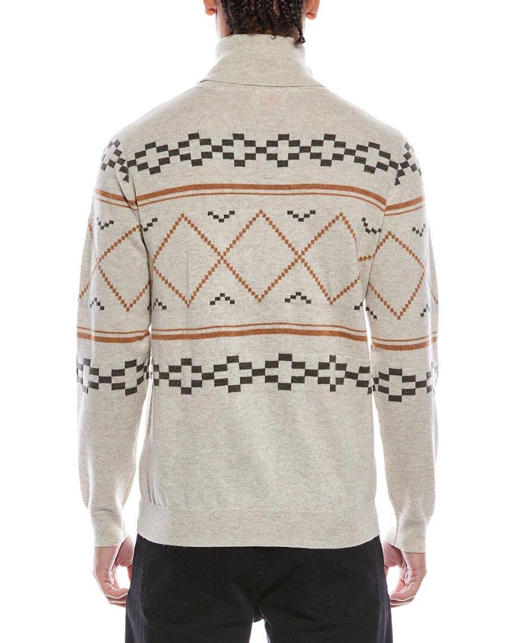 Brodie Cashmere Gray Fairisle Wool & Cashmere-Blend Turtleneck Sweater for men