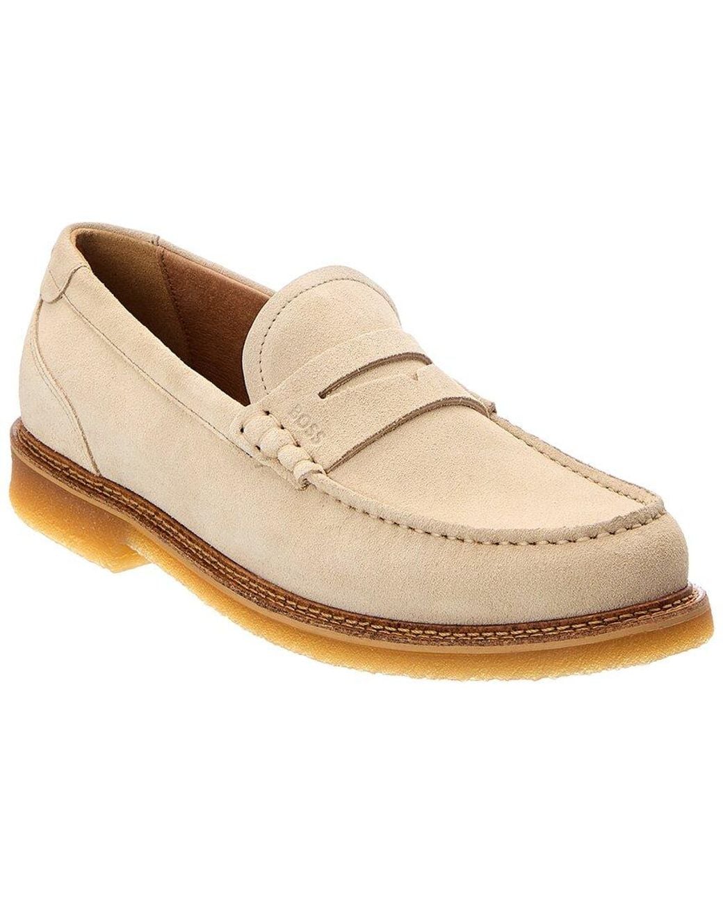 Boss White Kope Suede Moccasin for men