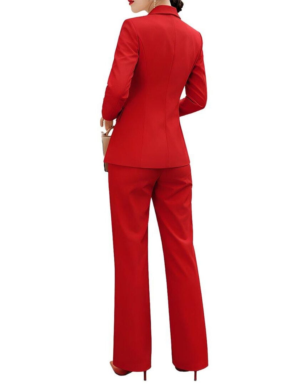 Adelin May Red 2Pc Jacket & Pant Set