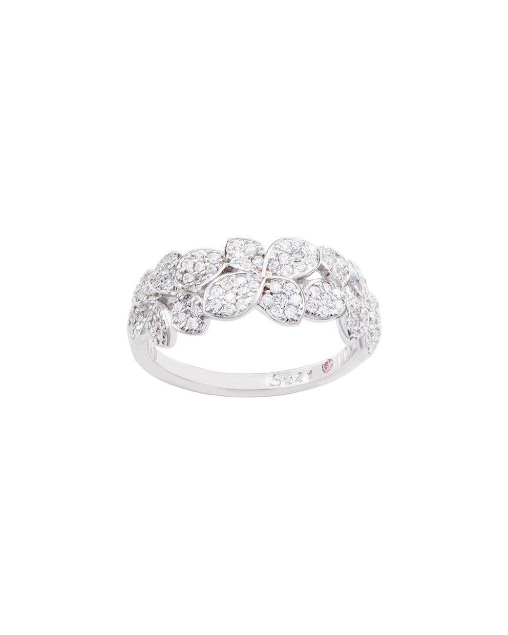 Suzy Levian White Silver Cz Ring