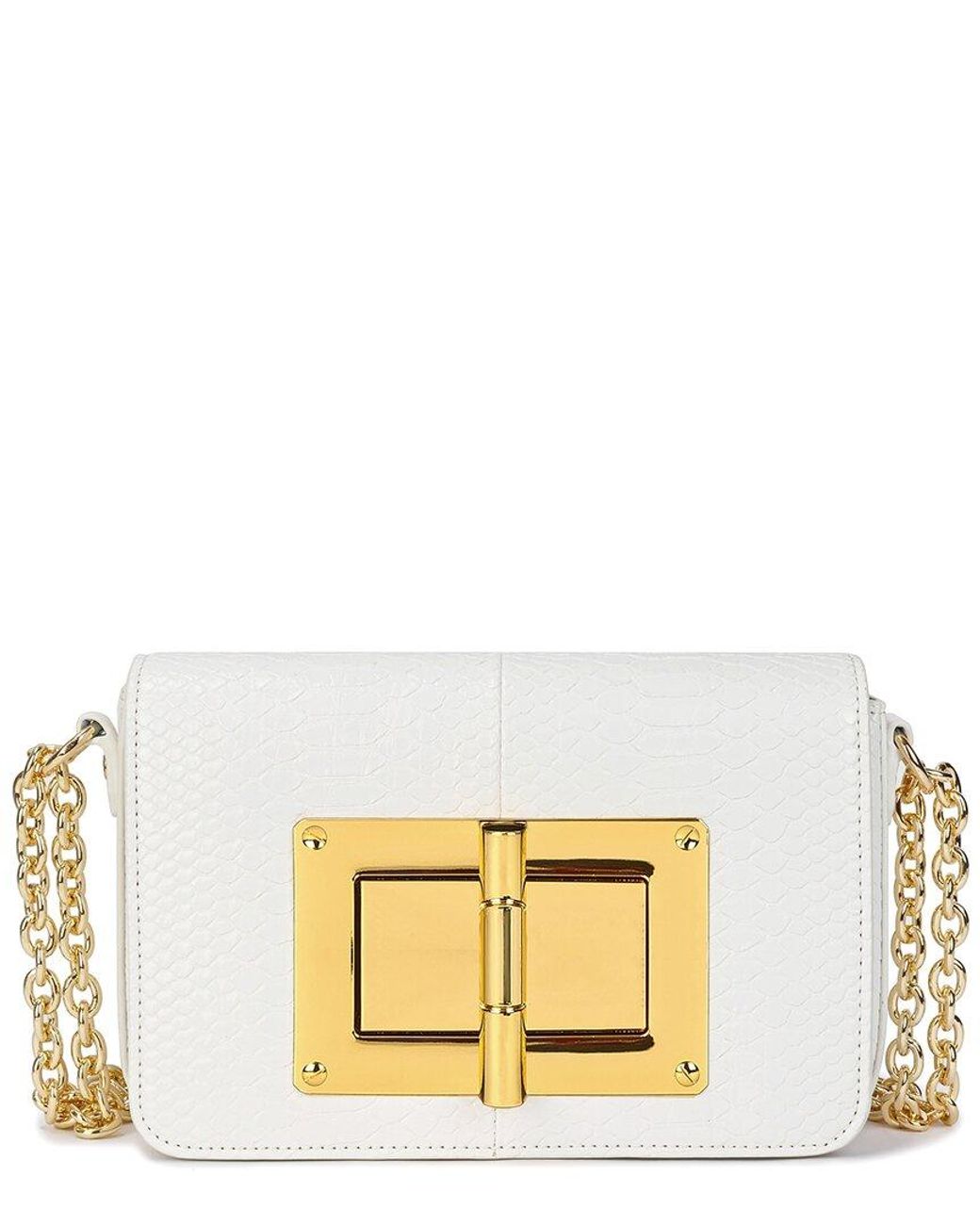 Tiffany & Fred Paris Metallic Snake-Embossed Leather Shoulder Bag