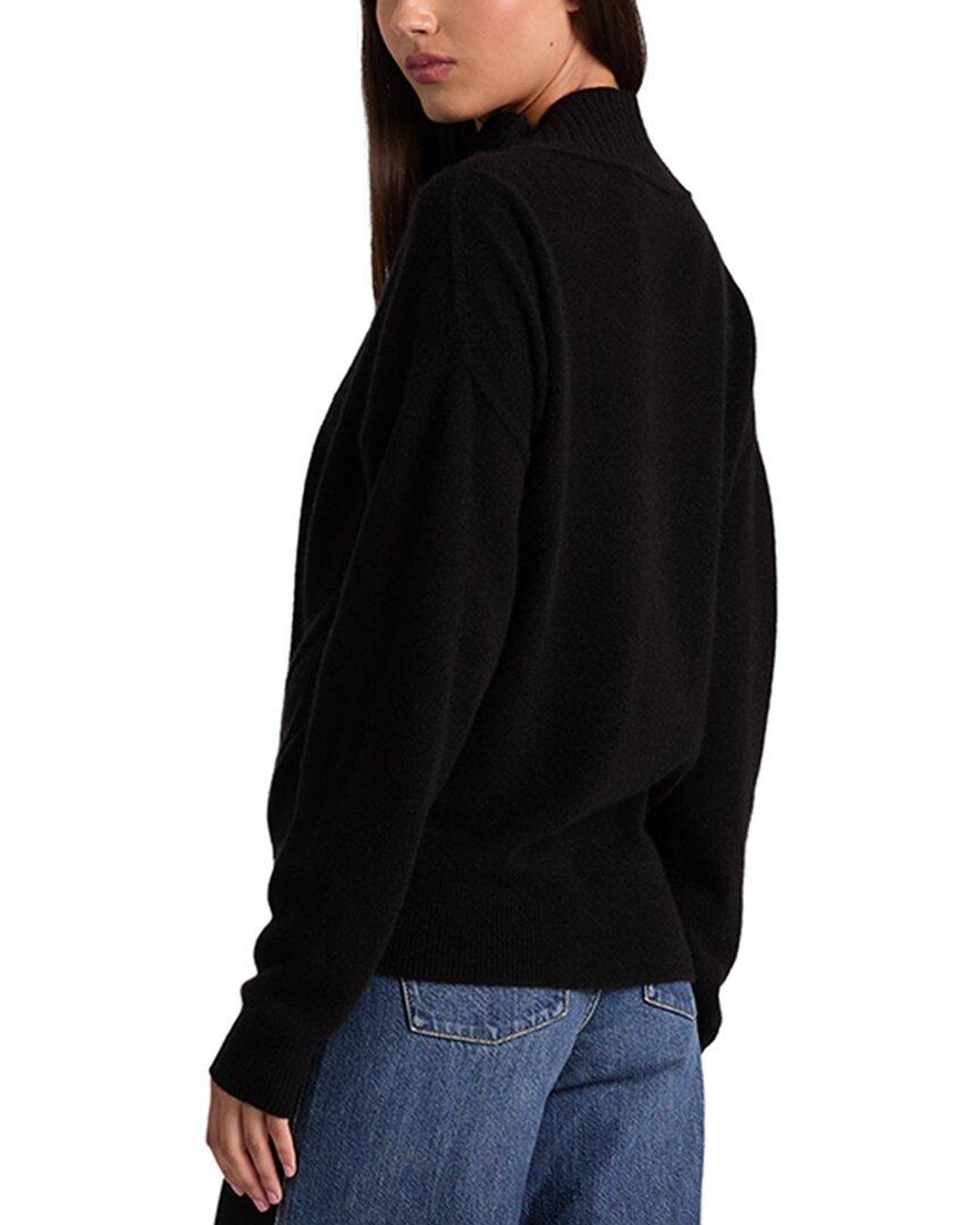 Alice + Olivia Black Melie Mock Neck Cashmere-Blend Pullover