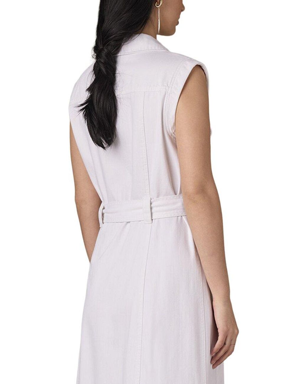 Wit & Wisdom White Petite Sleeveless Button Down Midi Dress