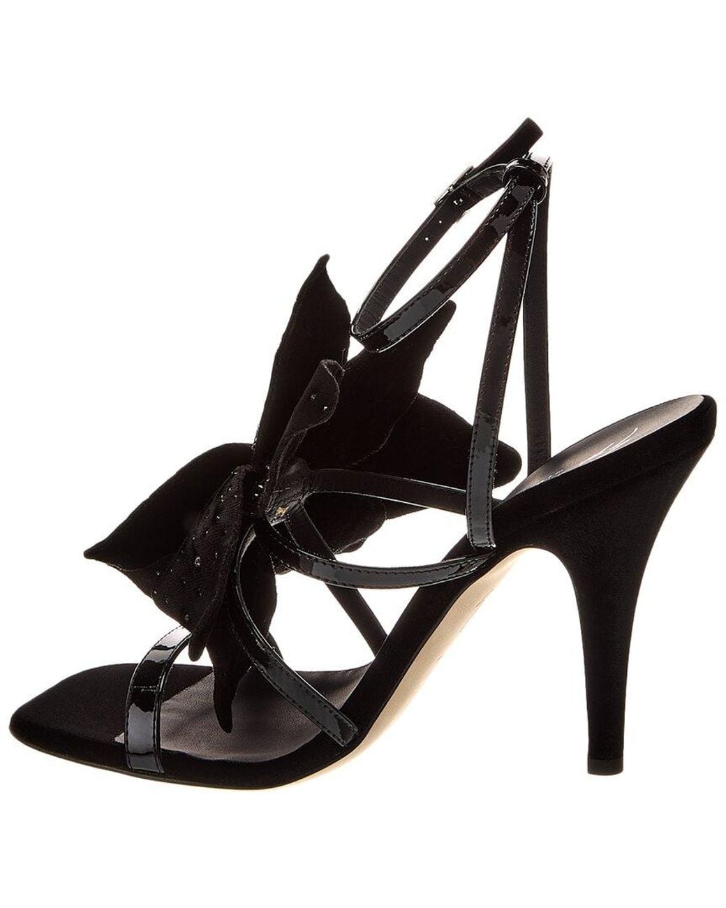 Giuseppe Zanotti Black Curvy 105 Velvet Sandal