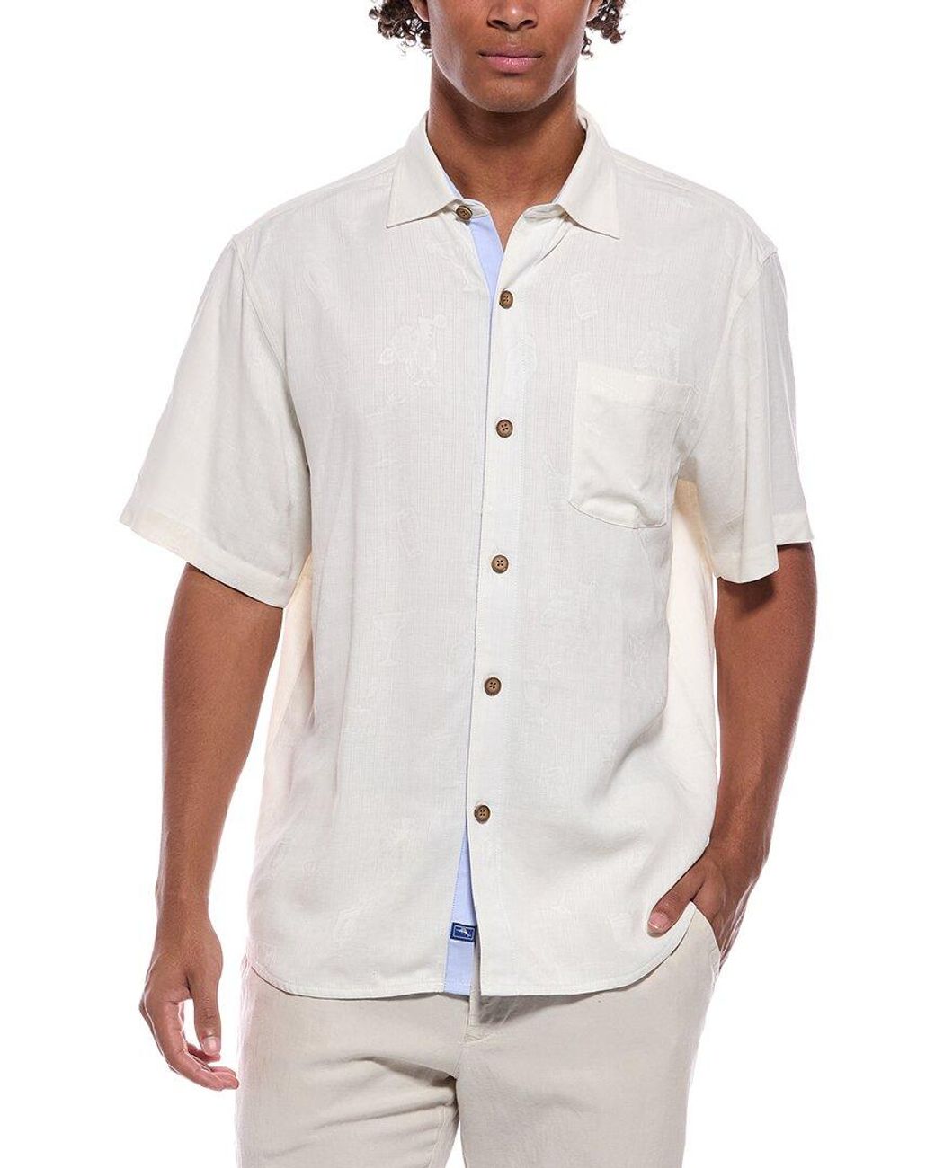 Tommy Bahama White Pickleball Happy Hour Silk Camp Shirt for men