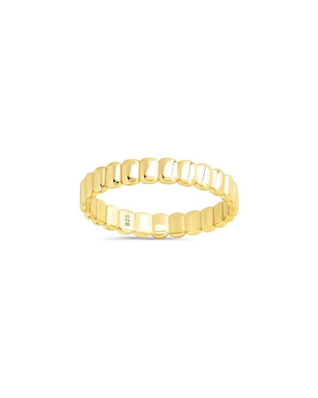 Sterling Forever Metallic 14K Over Stacey Textured Band Ring