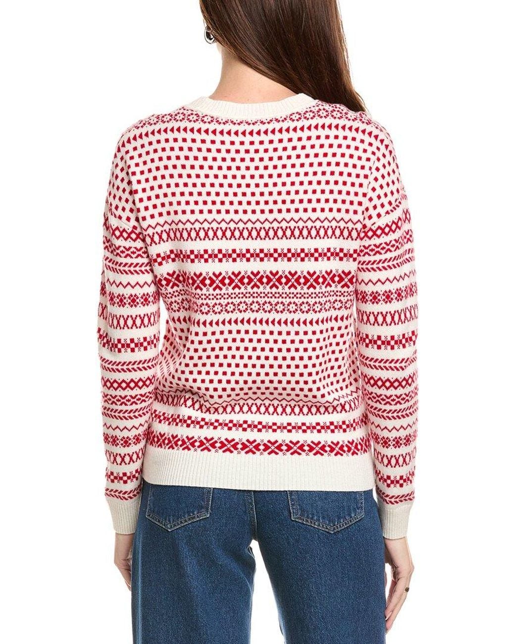 Kier + J Red Kier + J Oversized Jacquard Wool & Cashmere Sweater