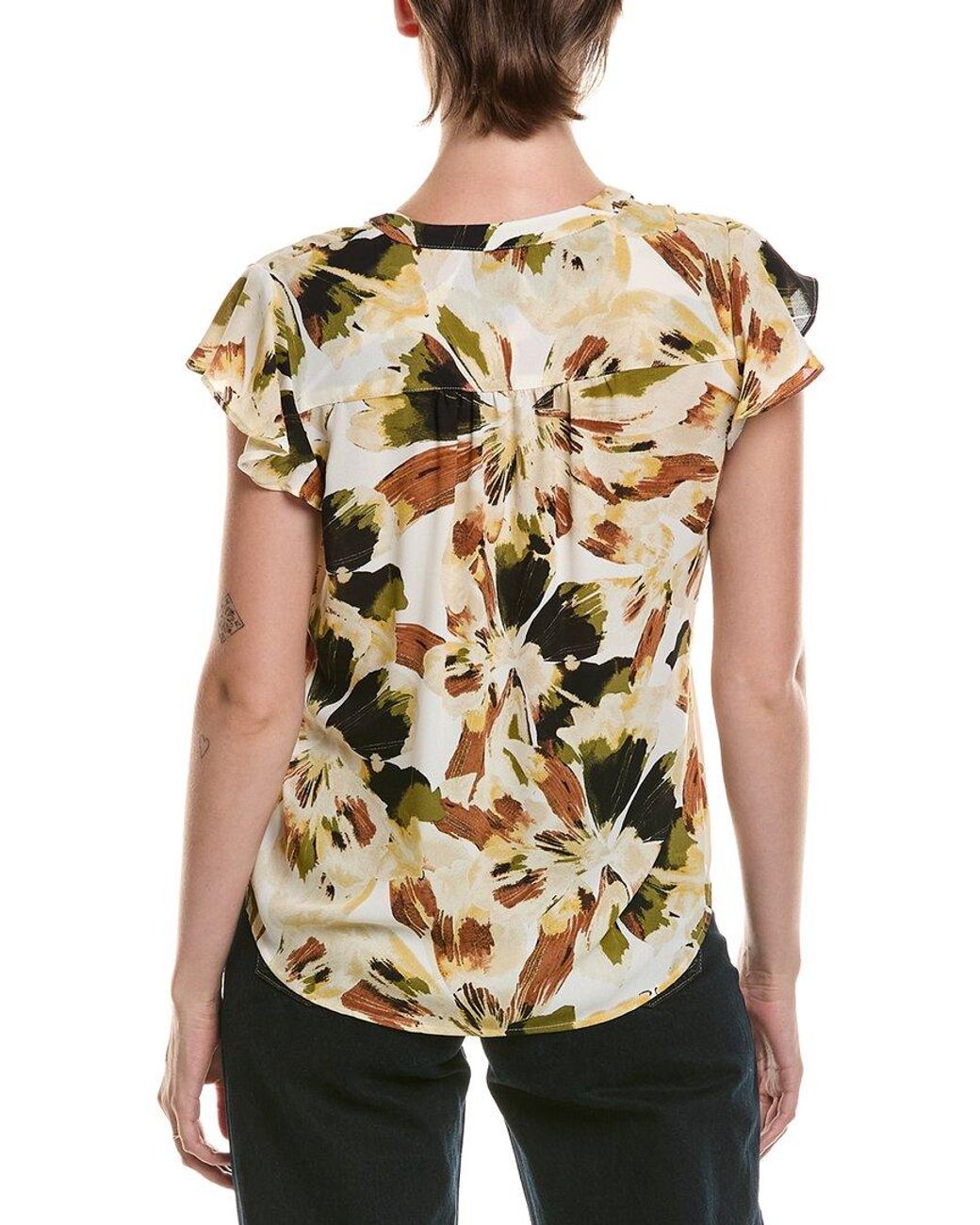 Anne Klein Black Petite Flutter Sleeve Top