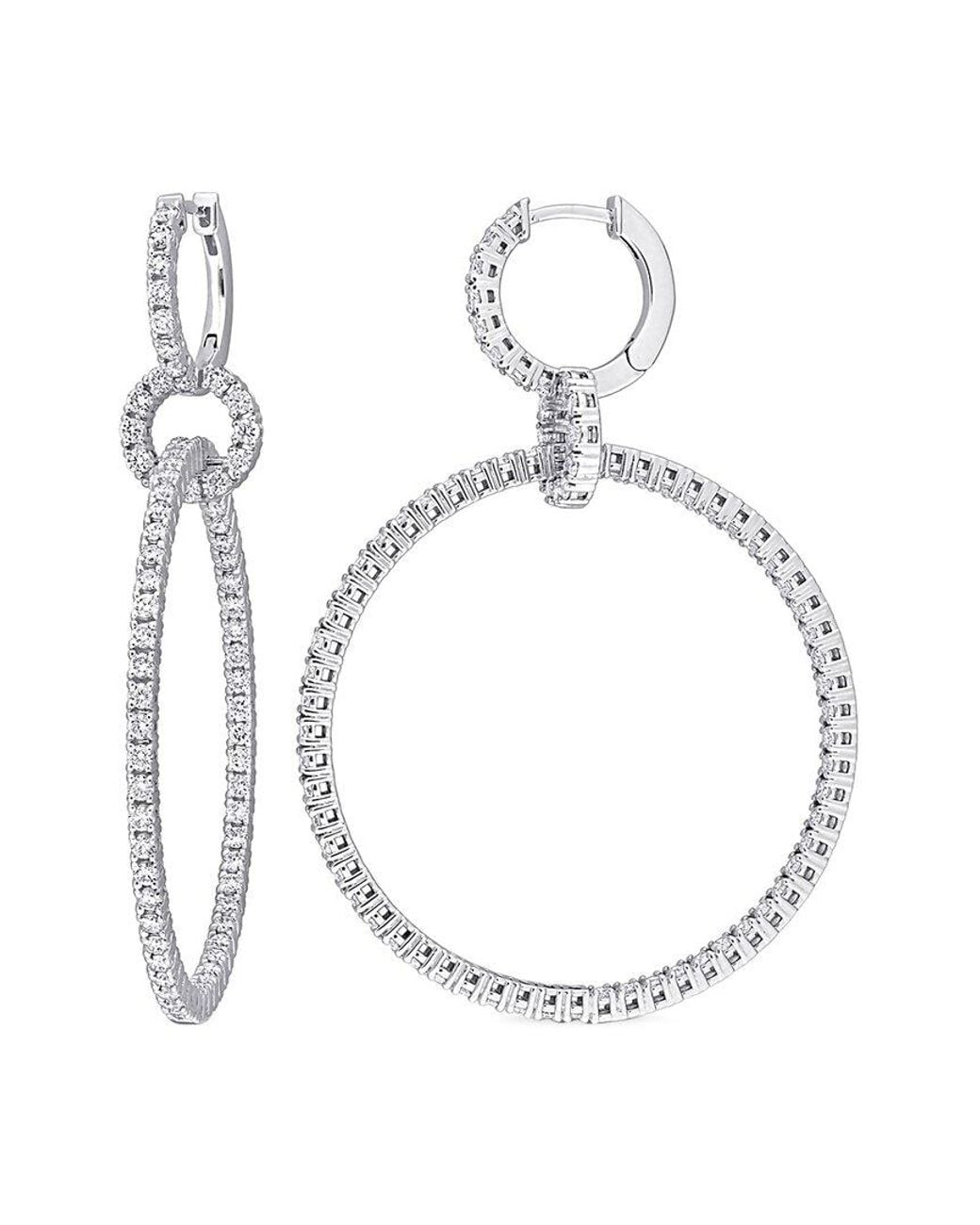Rina Limor White 14k 2.69 Ct. Tw. Diamond Dangle Clip-on Hoops