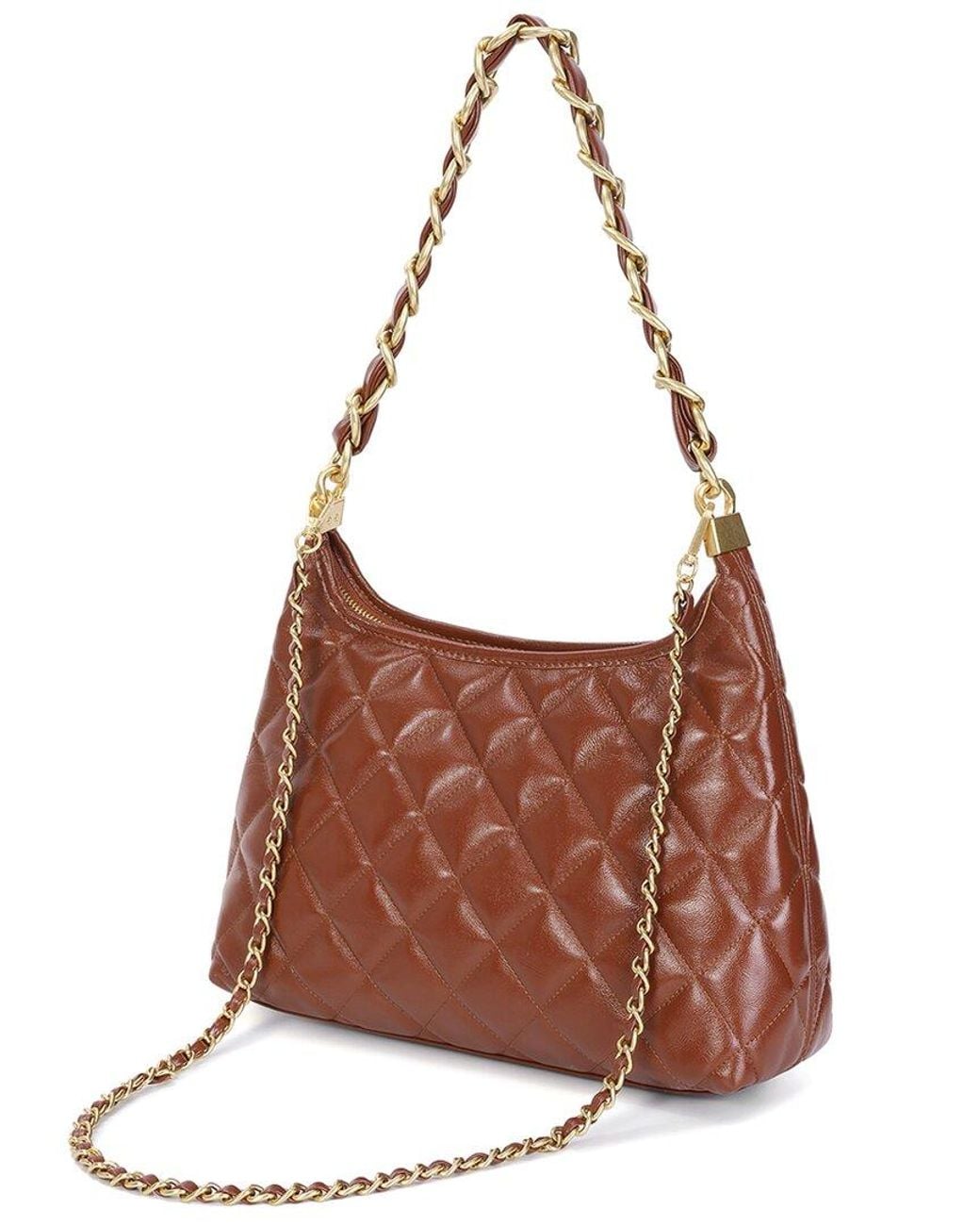 Tiffany & Fred Paris Brown Shiny Leather Hobo Bag