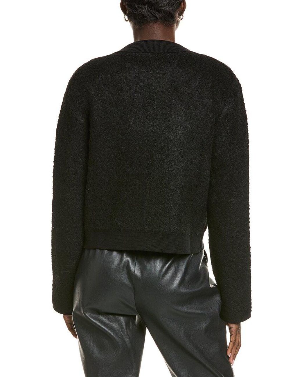 Endless Rose Black Collared Button-Up Wool-Blend Jacket