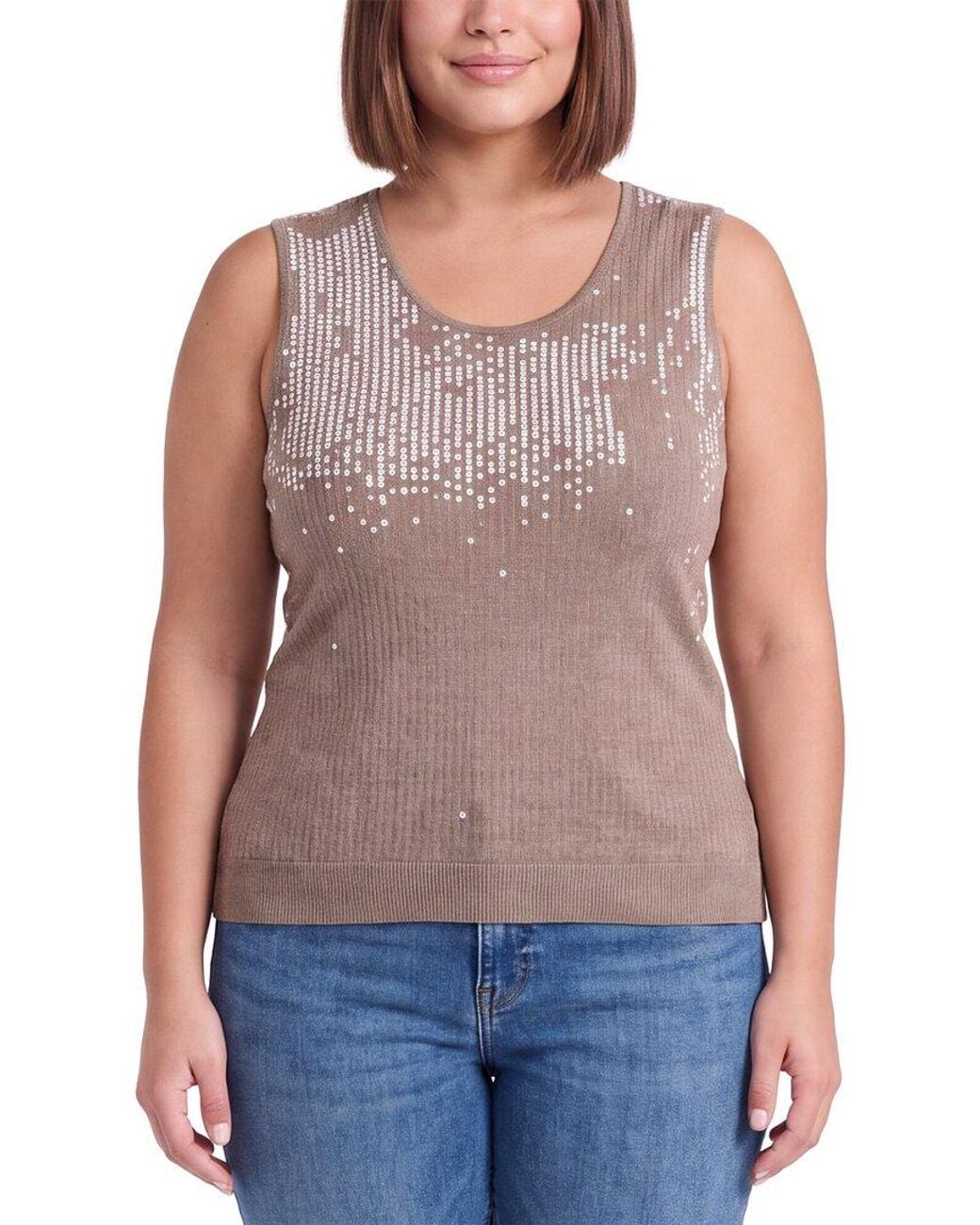 Anne Klein Purple Plus Sequin Top
