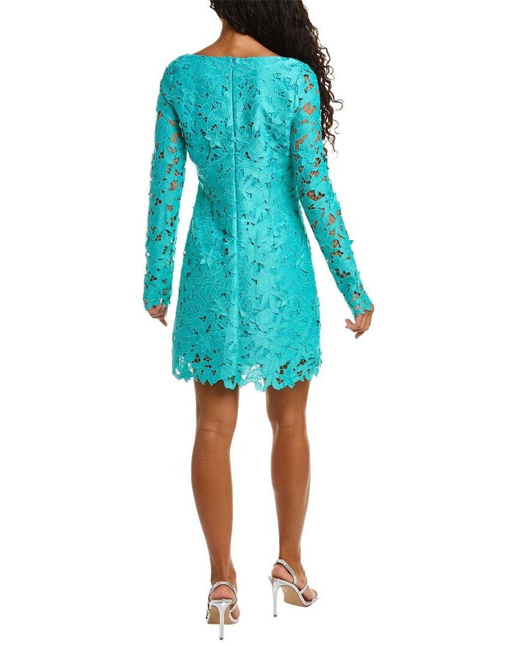 Zac Posen Blue Guipure Lace Sweetheart Mini Dress