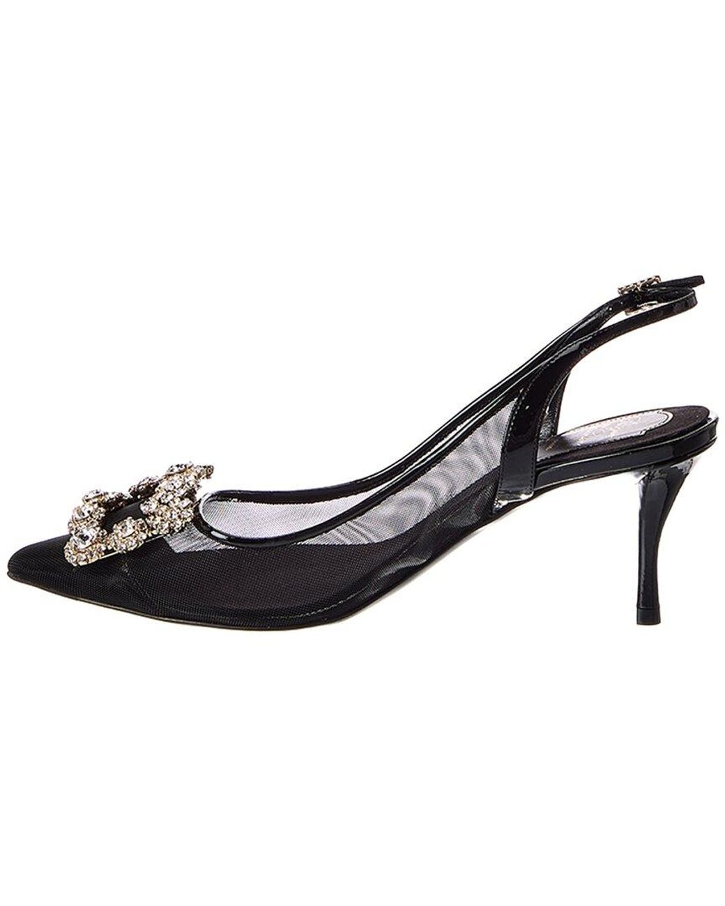 Roger Vivier Black Mesh & Patent Slingback Pump