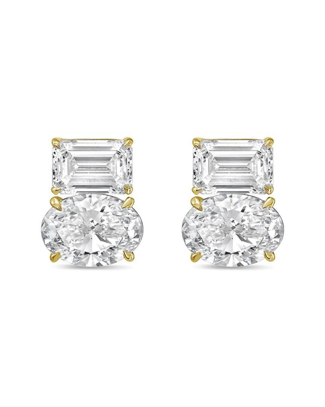 Diana M Metallic Diana M. 14K 6.00 Ct. Tw. Lab-Grown Diamond Two-Stone Earrings