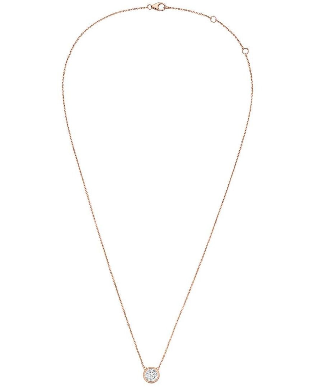 Diana M Metallic Diana M. 14K Rose 1.00 Ct. Tw. Lab-Grown Diamond Solitaire Bezel Pendant