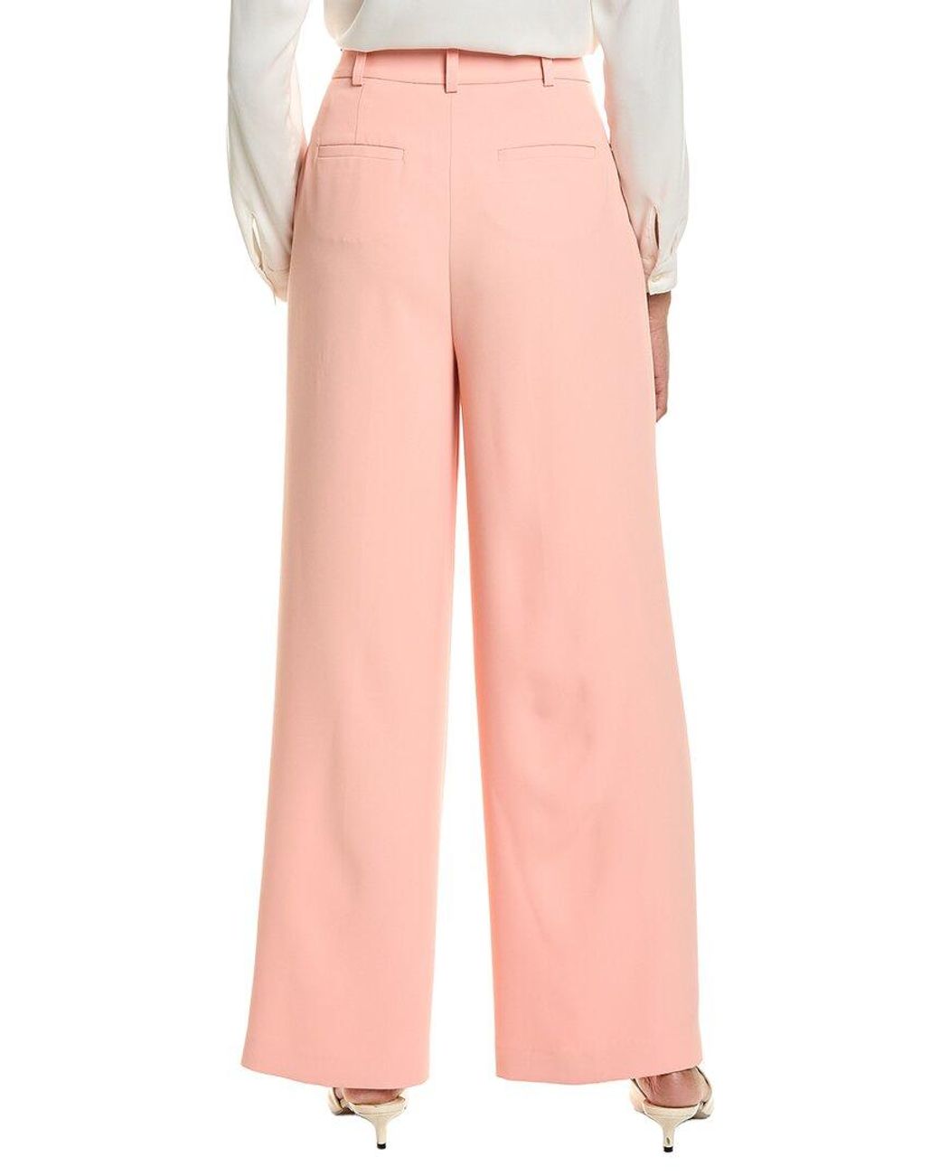 Kenneth Cole Pink High-Rise Pleated Wide Leg Pant