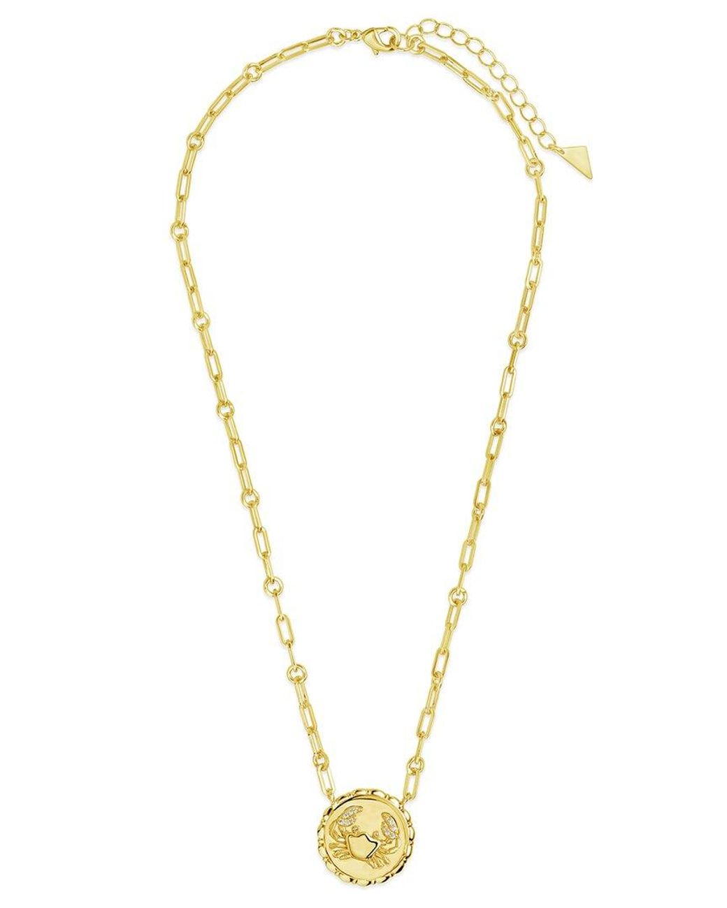 Sterling Forever Metallic 14k Plated Cz Bold Link Cancer Zodiac Necklace
