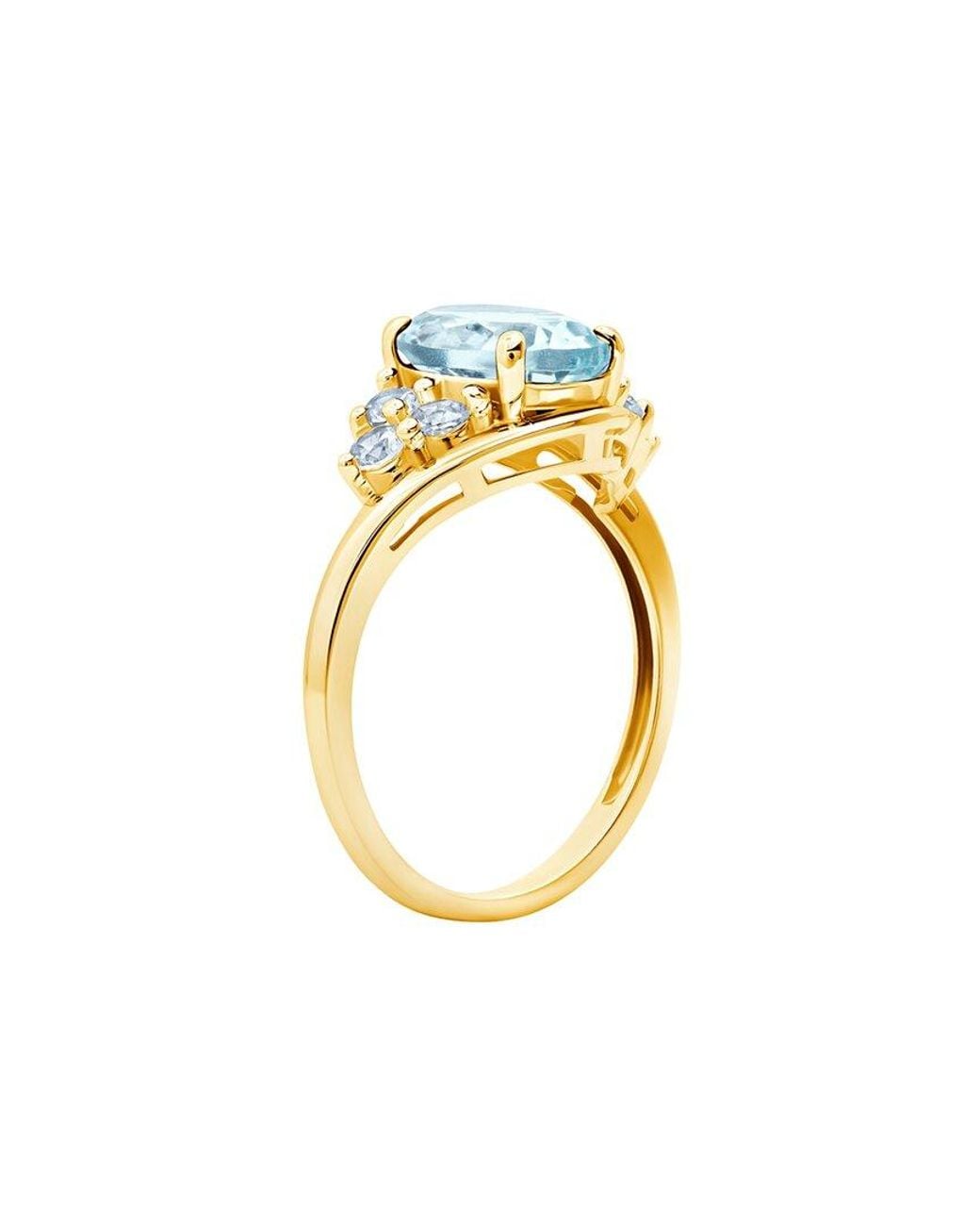 MaxColor Blue 10K 1.40 Ct. Tw. Aquamarine Halo Ring