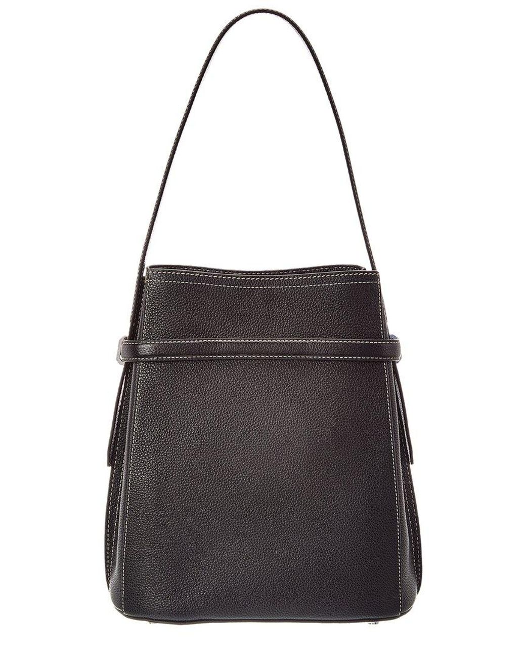 Totême Black Belted Leather Bucket Bag