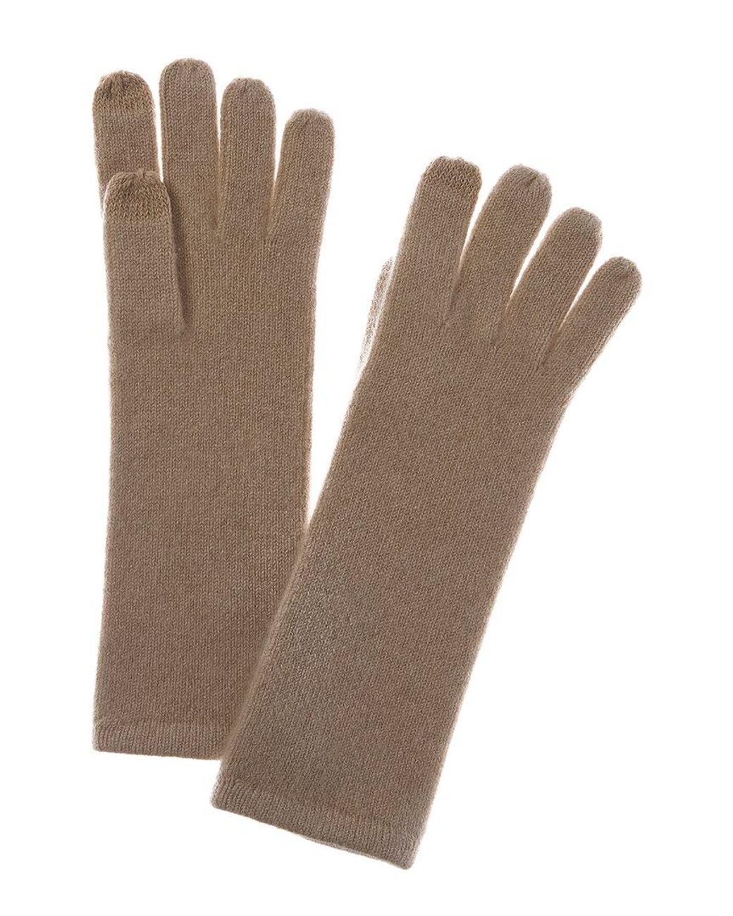 Sofiacashmere Brown Sofiacashmere Mid-Length Touchscreen Cashmere Gloves