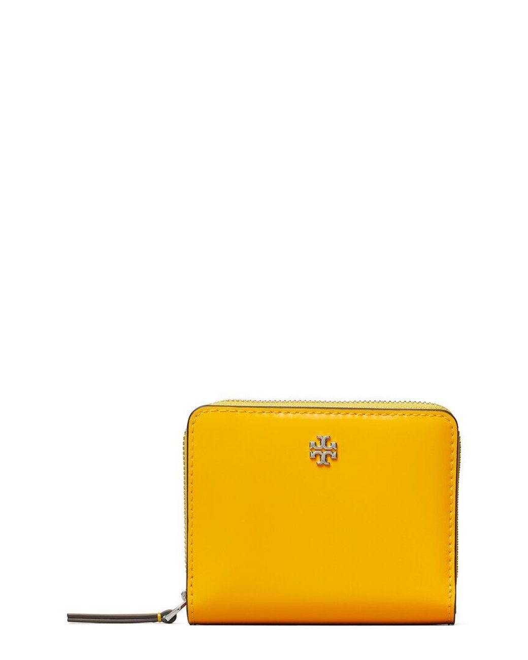 Tory Burch Yellow Emerson Patent Mini Leather Wallet