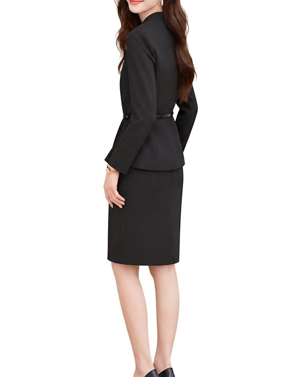 Adelin May Black 2Pc Jacket & Skirt Set