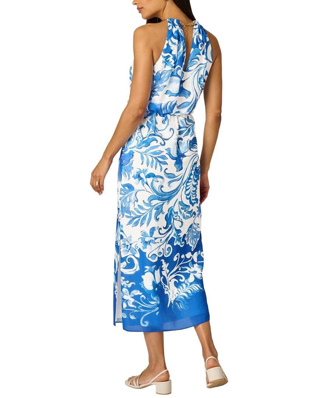 Adrianna Papell Blue Sleeveless Midi Dress