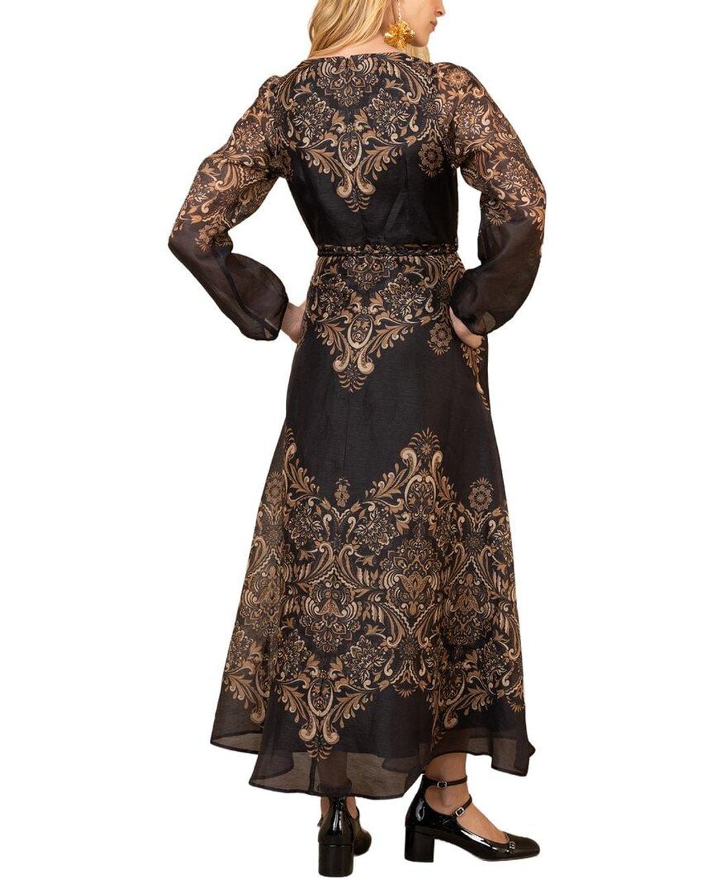 Hale Bob Brown Scoop Neck Maxi Dress