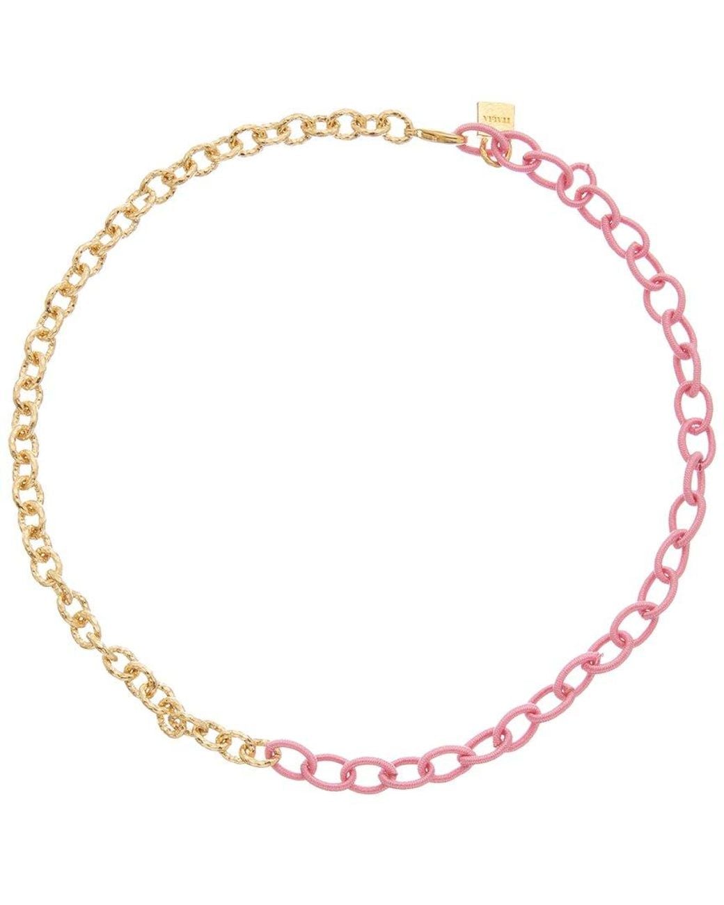 Juvell Pink 18k Plated Silk Link Necklace