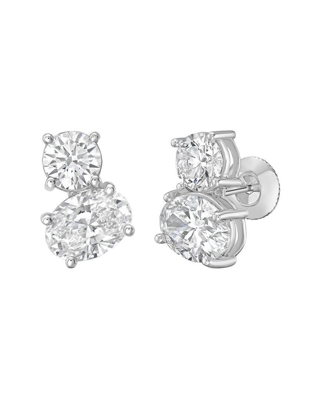 Diana M Metallic 14K 8.00 Ct. Tw. Lab-Grown Diamond Two-Stone Earrings