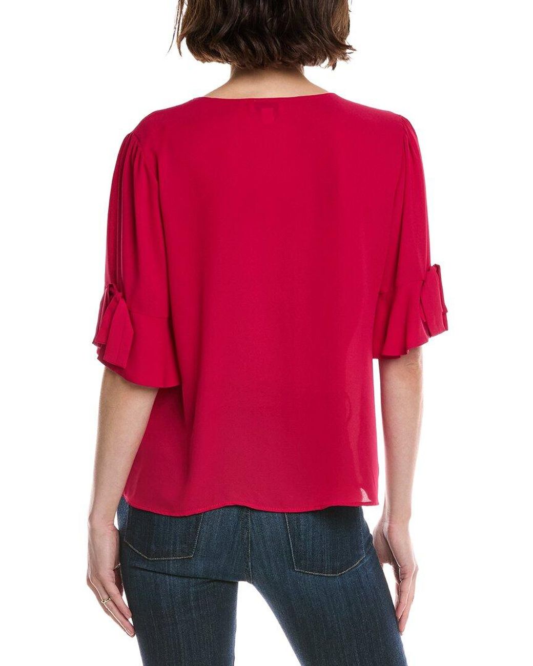 Cece Red Flounce Bow Sleeve Top