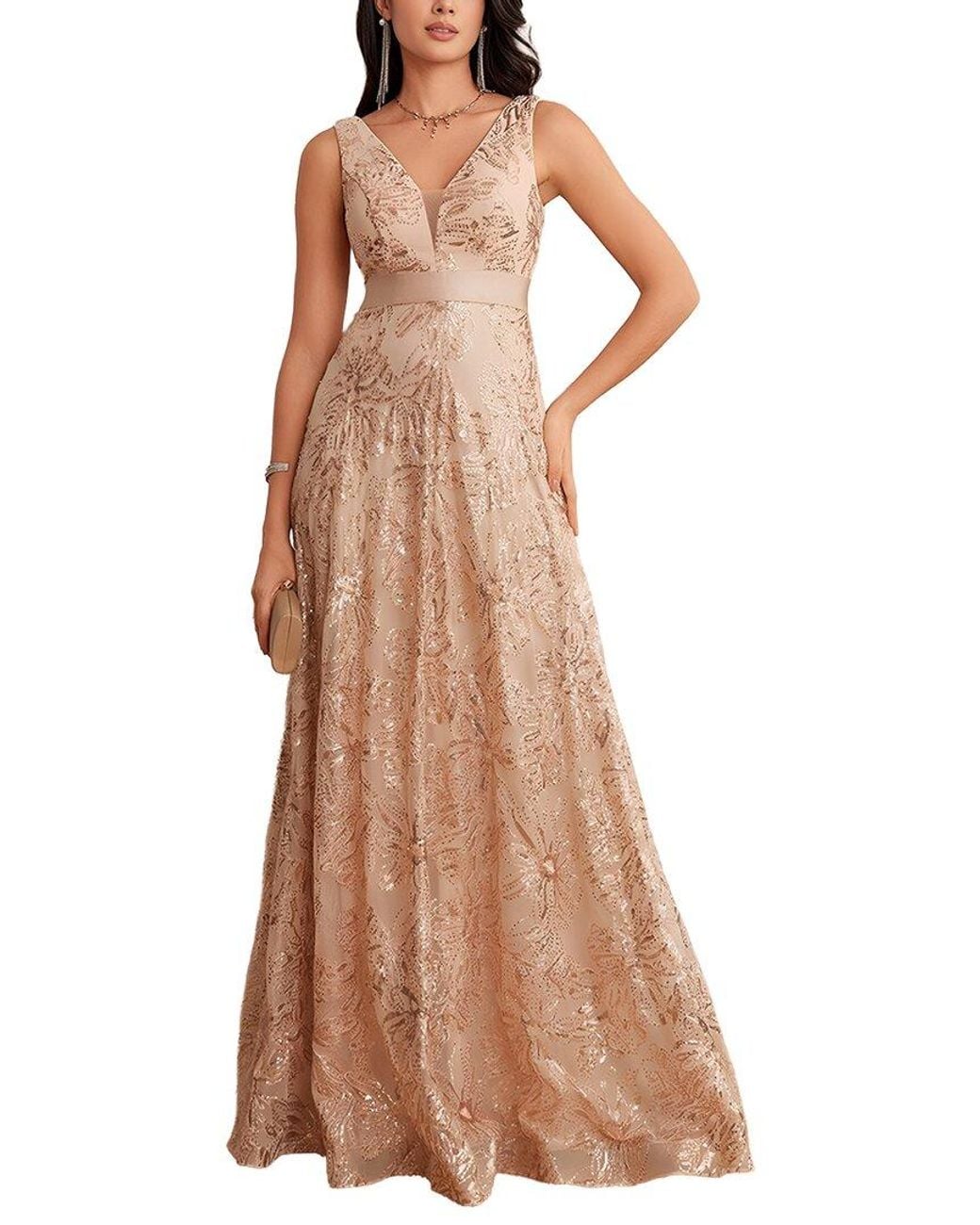 Vincent Brown Embroidered Maxi Dress