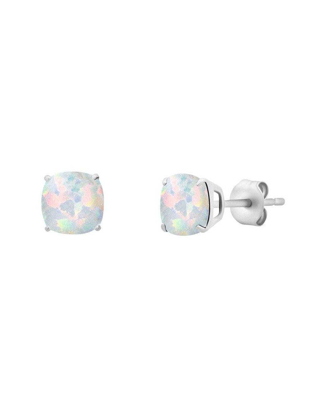 MaxColor White 14K 0.65 Ct. Tw. Lab-Grown Created Opal Stud Earrings