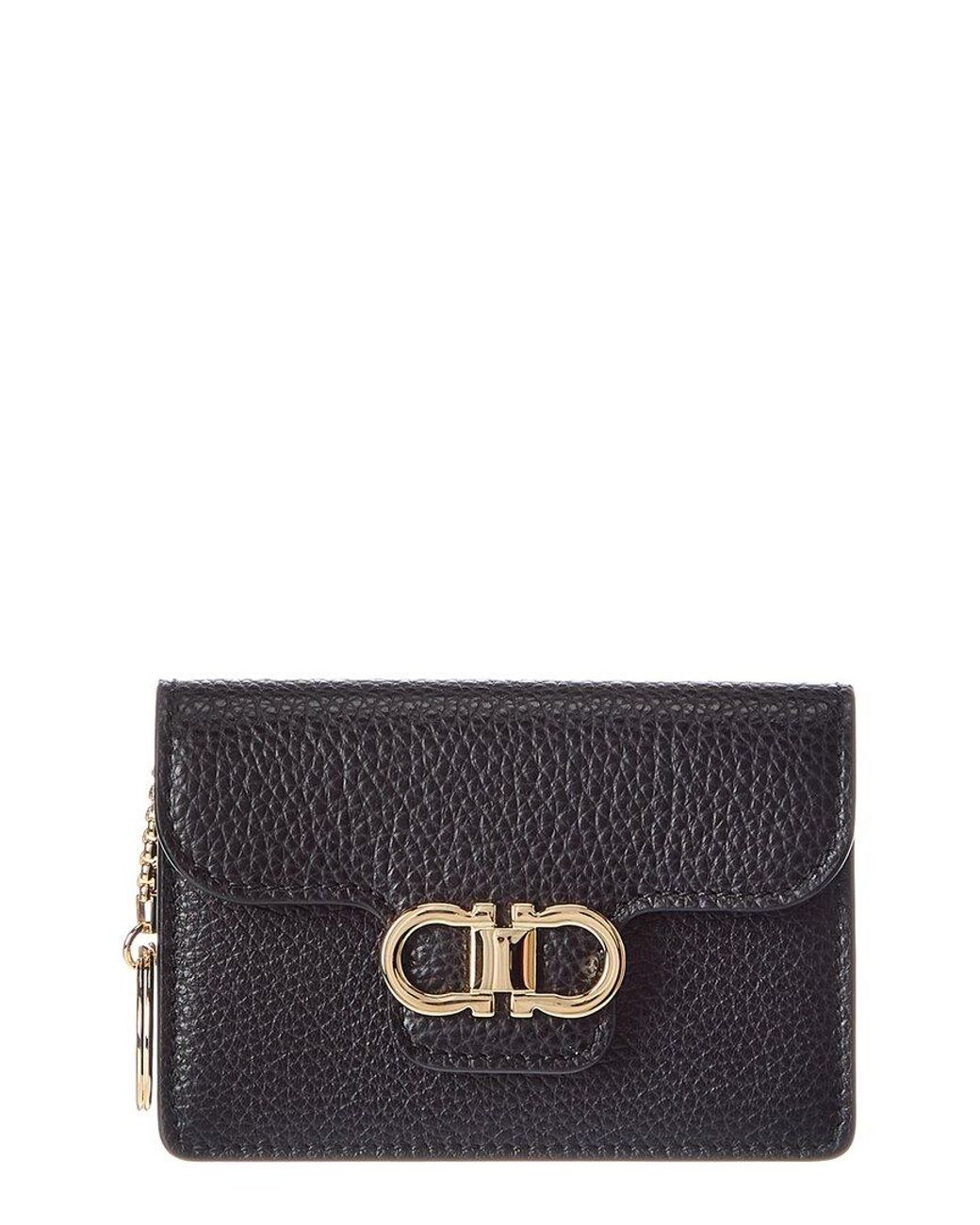Ferragamo Black Gancini Leather Card Holder