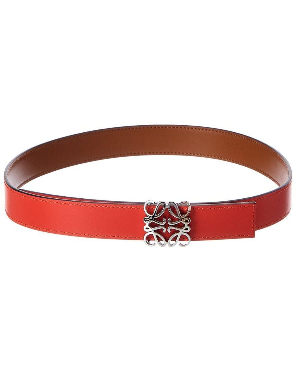 Loewe Red Anagram Bombe Reversible Leather Belt