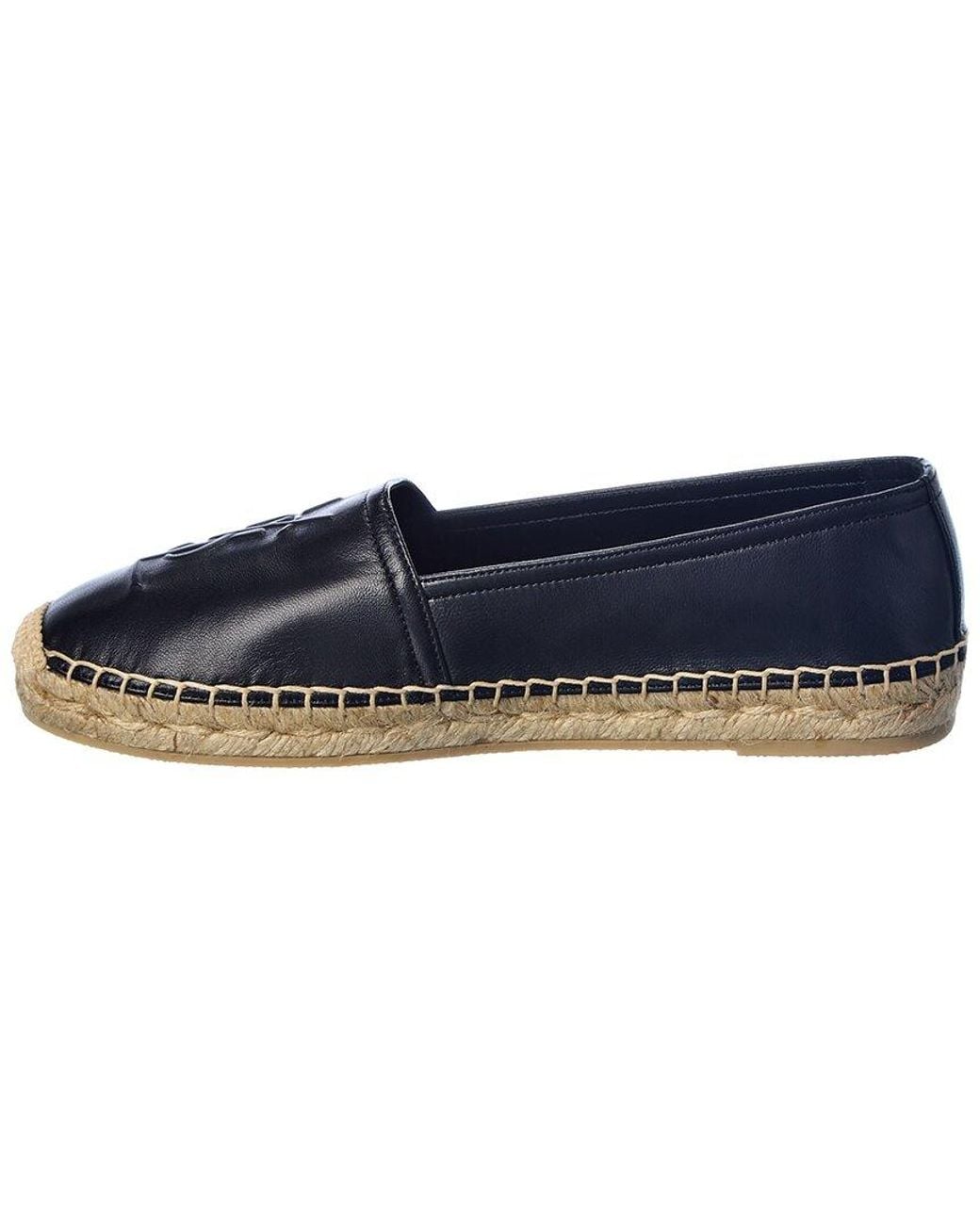 Saint Laurent Black Debossed Logo Leather Espadrille