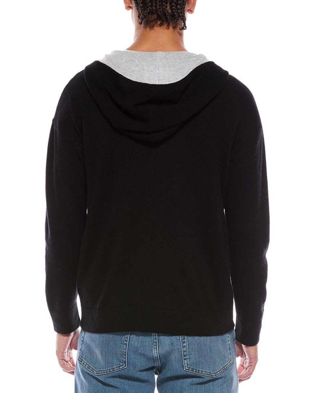 Brodie Cashmere Black Zip Wool & Cashmere-Blend Hoodie for men