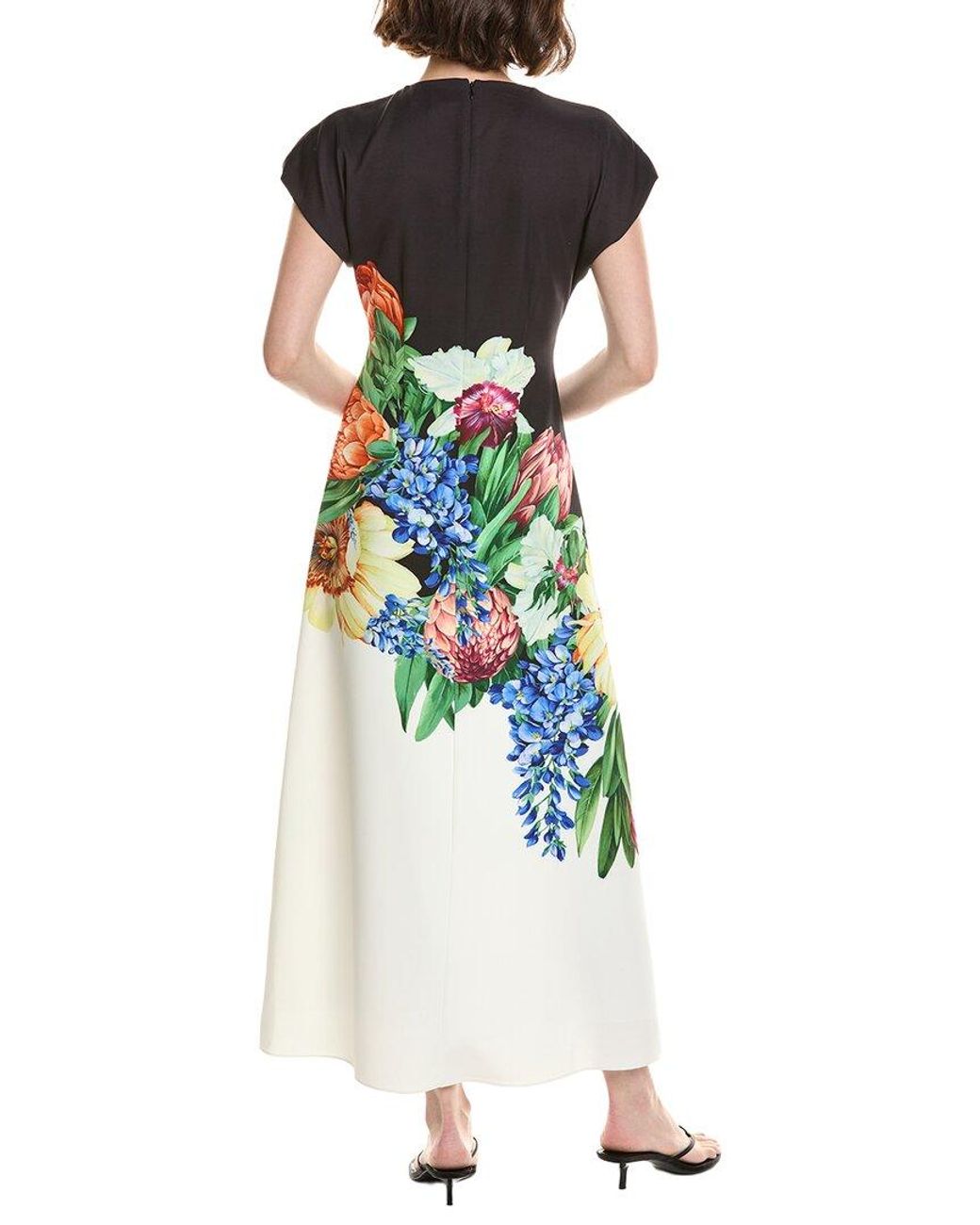 Tahari White The Iris Spring Meadow Maxi Dress