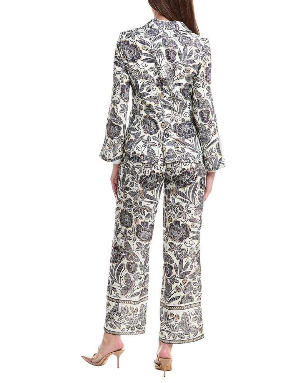Nanette Lepore White 2Pc Linen Blend Blazer & Pant Suit Set