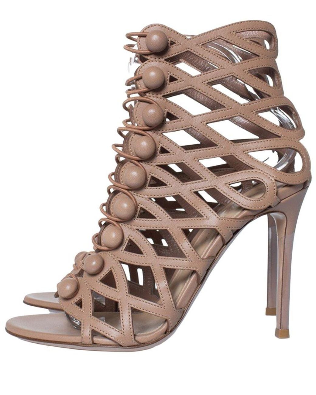 Gianvito Rossi Brown Leather Caged Heel (Authentic Pre-Loved)